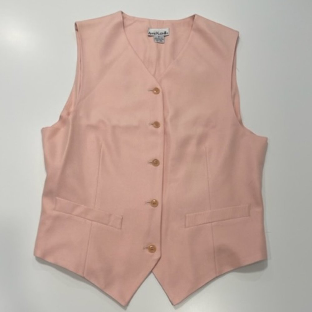 ANNE KLEIN II | Vintage 90s 100% Silk Pastel Pink Vest ~ NEW
